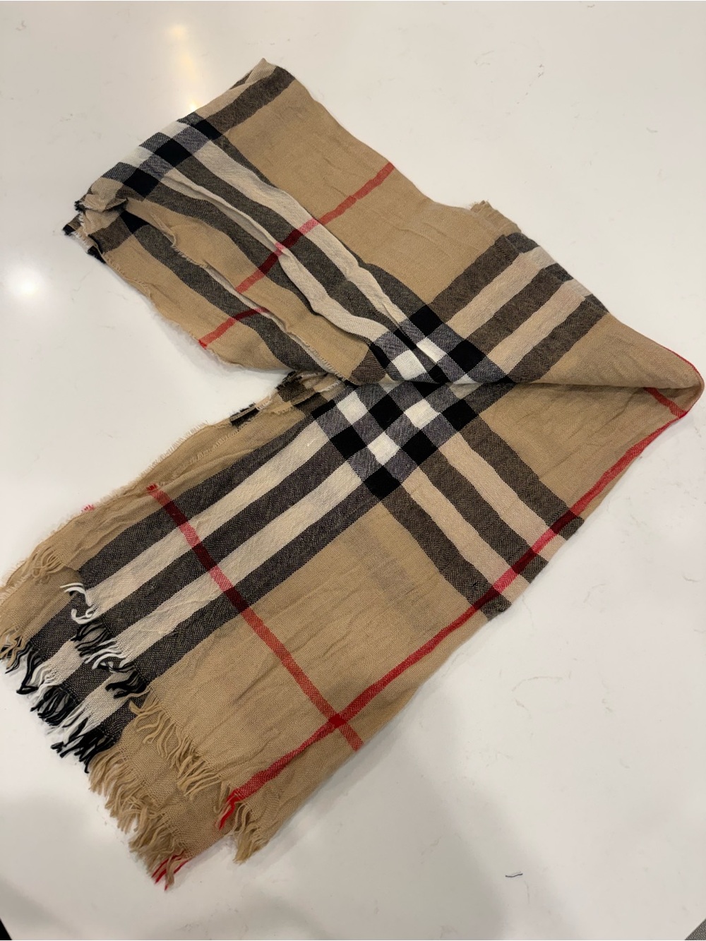 Classic Burberry Beige Plaid Scarf - Womens Accessory